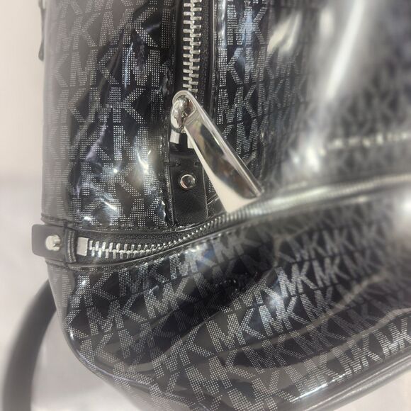 Michael Kors Black Signature Glossy XS Rhea Convertible Backpack Crossbody Bag main image 13